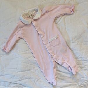Kissy Kissy Pink Baby Footie with Ruffle Trim